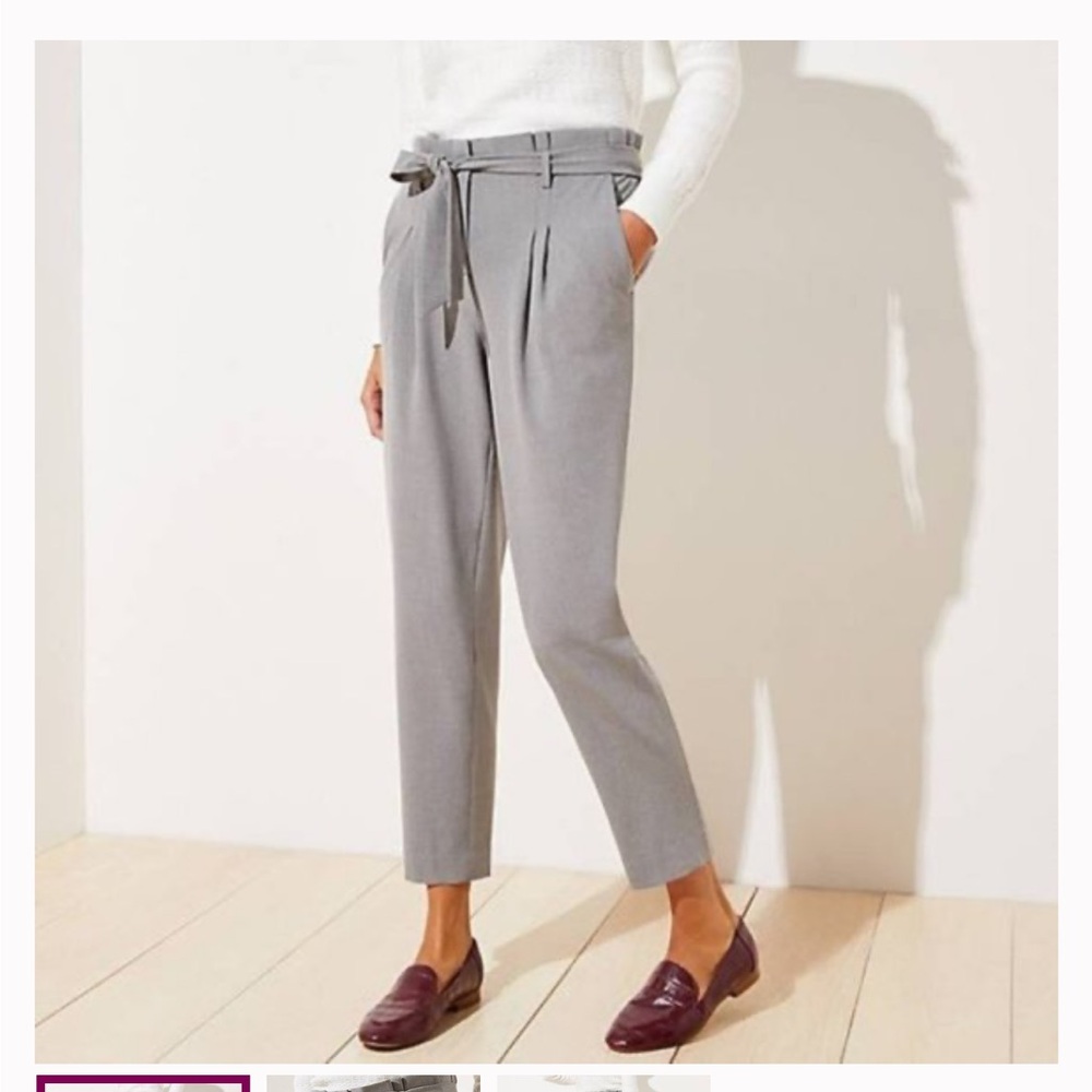 LOFT Gray Paperbag Waist Trousers